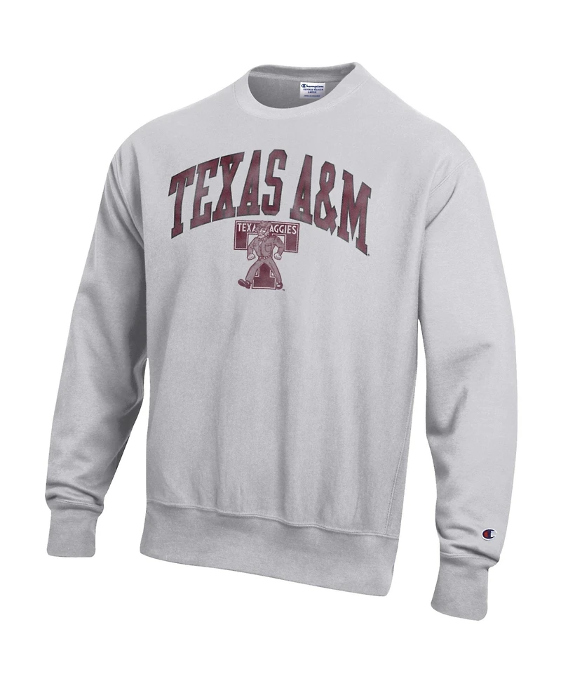 Champion Men's Texas A&M Aggies Distressed Arch Over Logo Reverse Weave Crewneck Sweatshirt