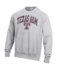 Champion Men's Texas A&M Aggies Distressed Arch Over Logo Reverse Weave Crewneck Sweatshirt
