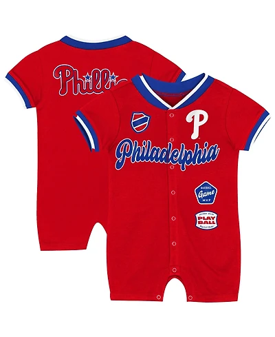 Outerstuff Baby Boys and Girls Red Philadelphia Phillies Pinch Coverall Shorts