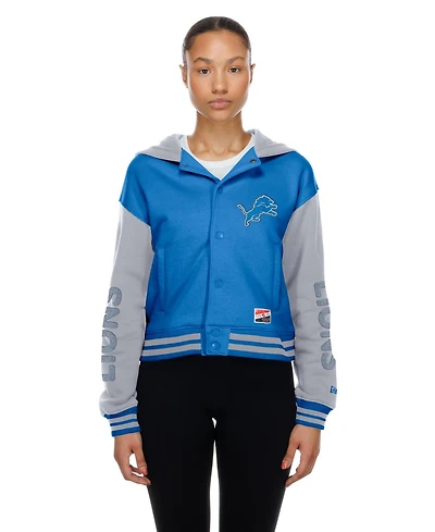 New Era Women's Blue Detroit Lions Throwback Full-Snap Hooded Jacket