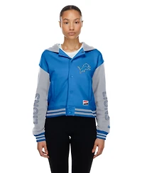 New Era Women's Blue Detroit Lions Throwback Full-Snap Hooded Jacket