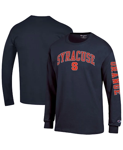 Champion Men's Syracuse Orange Arch Over Logo 2-Hit Long-Sleeve Crewneck T-Shirt