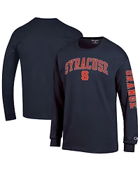 Champion Men's Syracuse Orange Arch Over Logo 2-Hit Long-Sleeve Crewneck T-Shirt