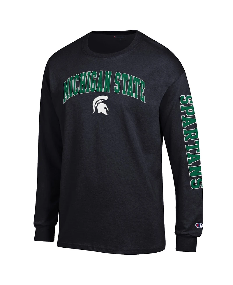 Champion Men's Michigan State Spartans Arch Over Logo 2-Hit Screen print Long Sleeve T-Shirt