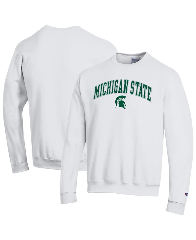 Champion Men's White Michigan State Spartans Arch Over Logo Pullover Sweatshirt