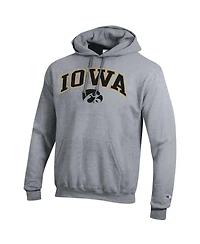 Champion Men's Heather Gray Iowa Hawkeyes Arched Logo Fleece Pullover Hoodie