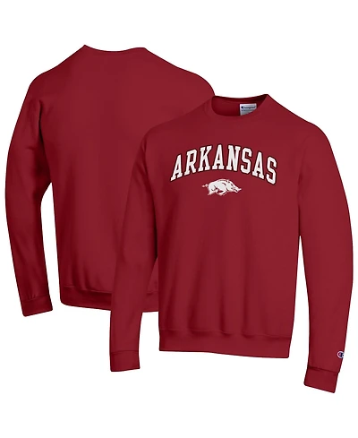 Champion Men's Arkansas Razorbacks Crewneck Arch Over Logo Pullover Sweatshirt