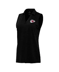 Antigua Women's Heather Kansas City Chiefs Layout Sleeveless V-Neck Polo Shirt