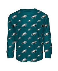 Outerstuff Preschool 2- Piece Midnight Green Philadelphia Eagles All-Over-Print Long Sleeve T-Shirt and Pants Sleep Set