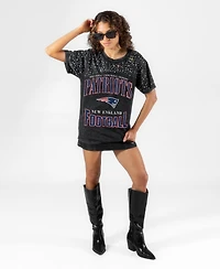 Gameday Couture Women's New England Patriots the Zone Washed Micro Rhinestone T-Shirt