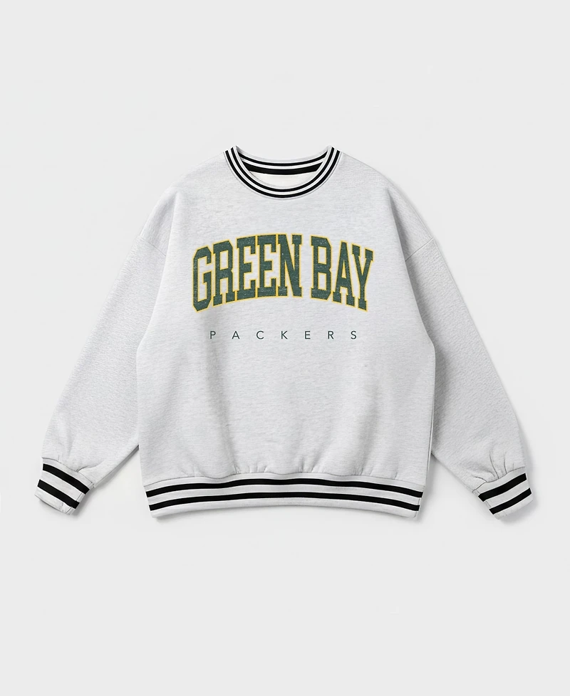 Gameday Couture Women's Green Bay Packers Oversized Easy Energy Ringer Stripe Sweatshirt