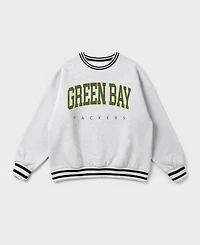 Gameday Couture Women's Green Bay Packers Oversized Easy Energy Ringer Stripe Sweatshirt
