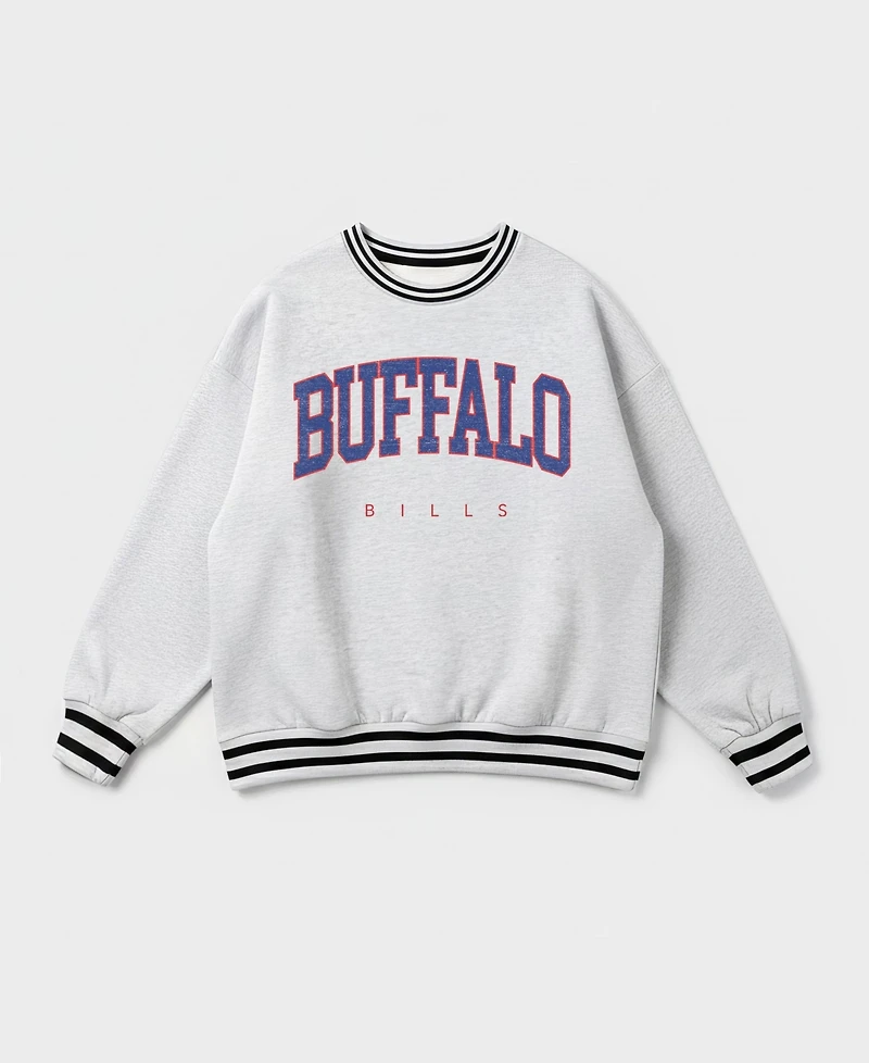Gameday Couture Women's Buffalo Bills Oversized Easy Energy Ringer Stripe Sweatshirt