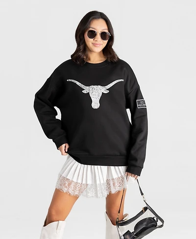 Gameday Couture Women's Bold Move Black Label Premium Texas Longhorns Oversized Drop-Shoulder Sweatshirt