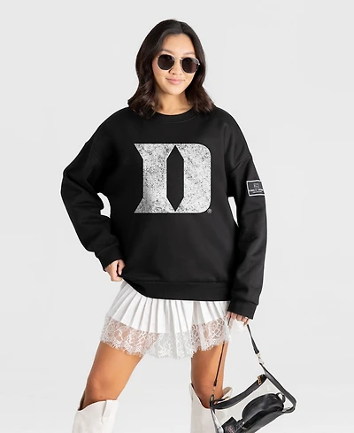Gameday Couture Women's Duke Blue Devils Bold Move Black Label Premium Oversized Fit Dropped Shoulder Sweatshirt