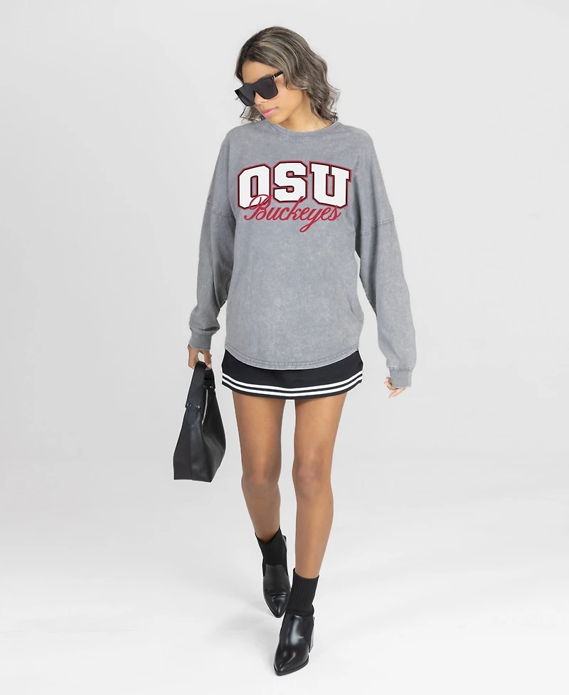 Gameday Couture Women's Ohio State Buckeyes Long-Sleeve Oversized Snow Wash T-Shirt