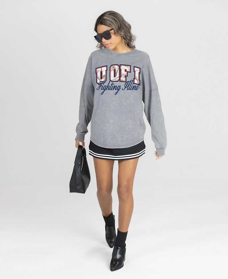 Gameday Couture Women's Illinois Fighting Illini Oversized Dropped-Shoulder Long Sleeve T-Shirt