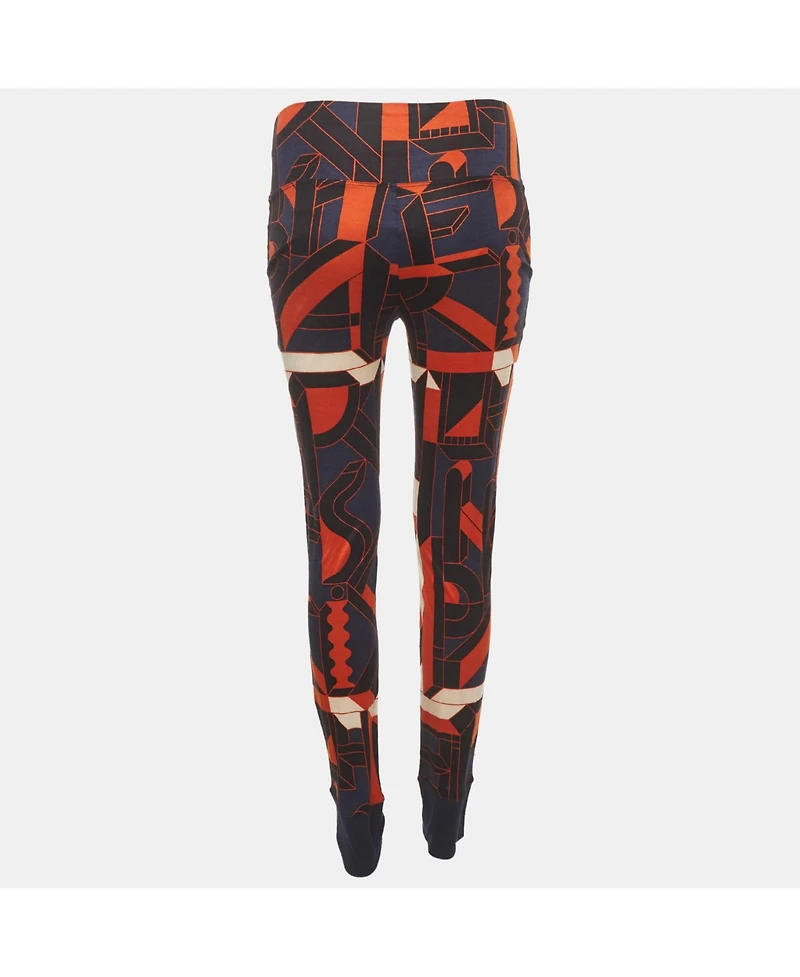 Pre-Owned Hermes Women's Typographic Print Silk Jersey Knit Leggings