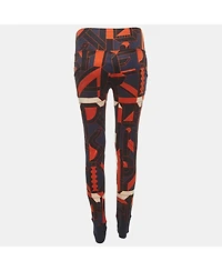 Pre-Owned Hermes Women's Typographic Print Silk Jersey Knit Leggings