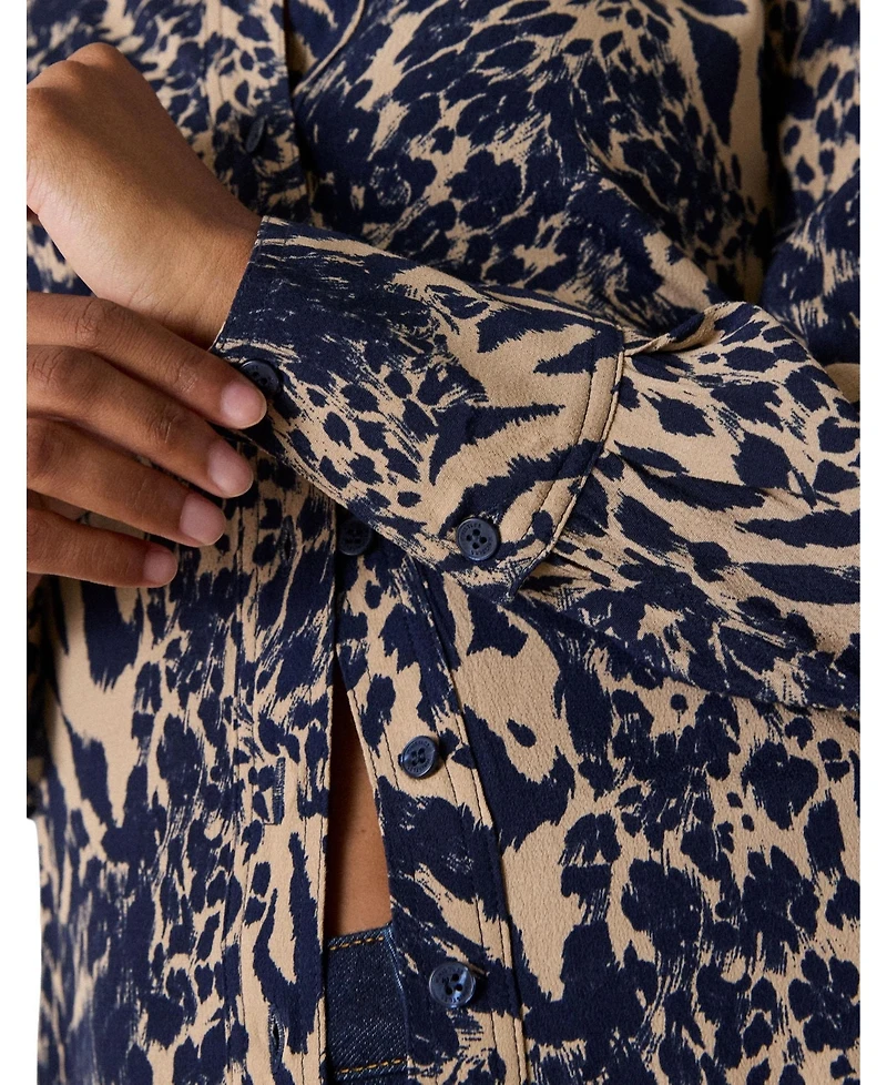 Whistles Women's Patchwork Leopard Print Shirt