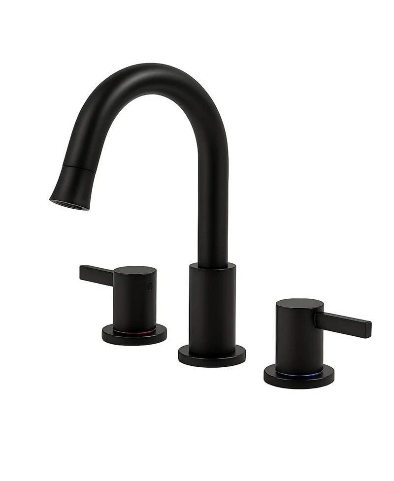 Phying 8 Inch Widespread Bathroom Faucet 2 Handle 3 Hole Vanity Sink Tap with 360 Degree Rotatable Pull-Down Sprayer Modern Bathroom Faucet