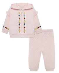 Little Me Baby Girls' Embroidered Hoodie and Pants, 2-Piece Set