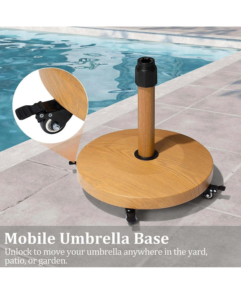 Pellebant 55lbs Round Concrete Market Umbrella Base With Wheels