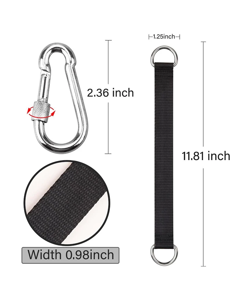Piscifun Outdoor Tree Swing Straps Hanging Kit Heavy Duty Nylon Webbing Carabiners 220 Lbs Weight Capacity