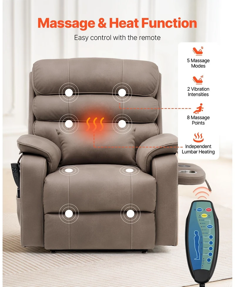 Sugift Dual Motor Power Lift Recliner Chair for Elderly with Heat and Massage 350 Pound Capacity