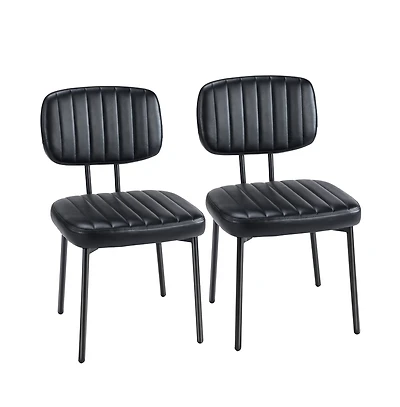 Slickblue Set of 2 Faux Leather Dining Chairs with Mid Century Modern Design