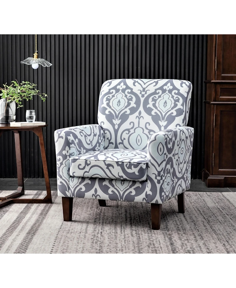 Slickblue Modern Patterned Armchair with Foam Padded Seat and Wood Legs