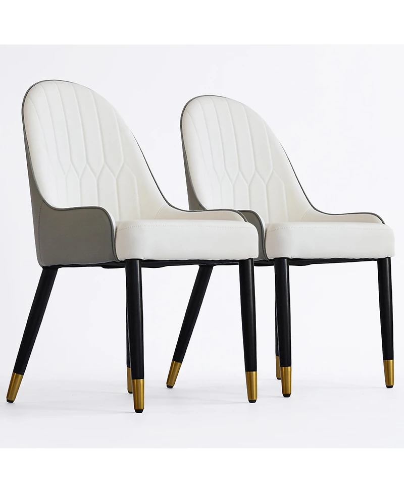 Decksplore Modern Kitchen Dining Chairs Faux Leather Upholstery with Thick Padding and Metal Legs Great for Room or