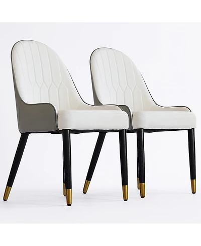 Decksplore Modern Kitchen Dining Chairs Faux Leather Upholstery with Thick Padding and Metal Legs Great for Room or