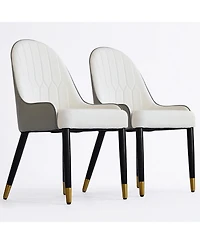 Decksplore Modern Kitchen Dining Chairs Faux Leather Upholstery with Thick Padding and Metal Legs Great for Room or