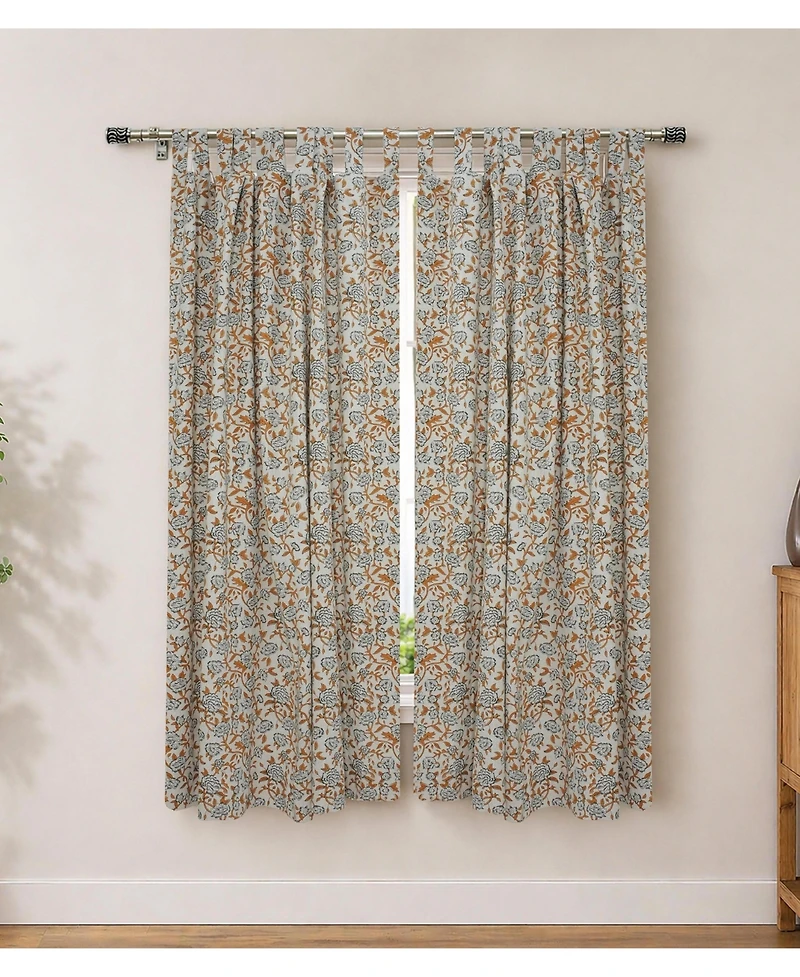 Fabdivine Mrignayani Artisan Block Print Floral Curtains