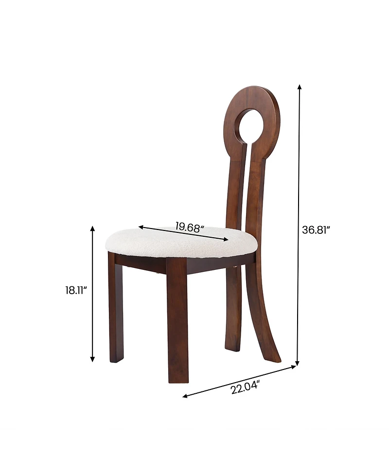 Decksplore Upholstered Sherpa Dining Chairs Mid Century Wooden Frame with Walnut Legs Ideal for Kitchen Room Use