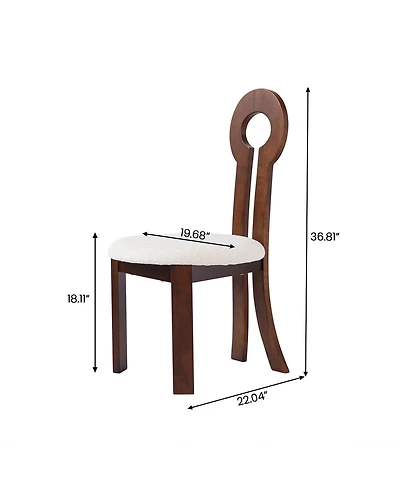 Decksplore Upholstered Sherpa Dining Chairs Mid Century Wooden Frame with Walnut Legs Ideal for Kitchen Room Use