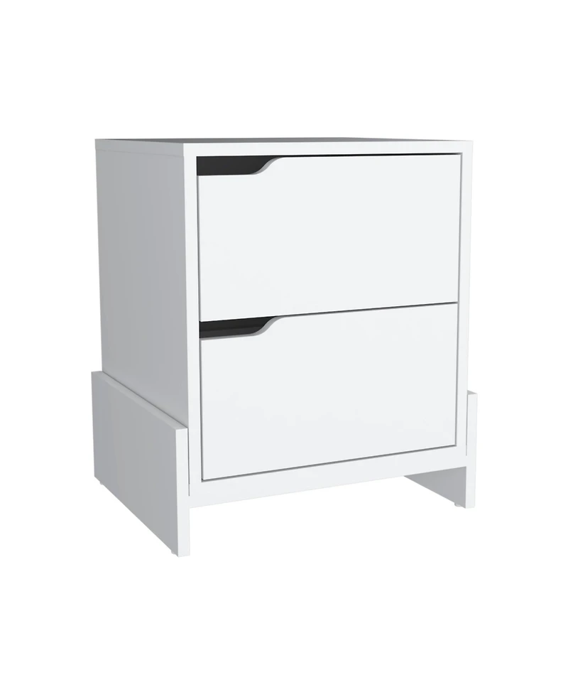 Flynama 2-Drawer Nightstand with Open Shelf, Modern End Table with Storage Cabinet for Bedroom