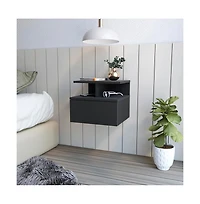 Flynama Wengue Floating Nightstand, Wall-Mounted Single Drawer and Top Shelf Storage Side Table
