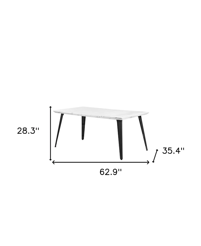 HomeRoots 63" Faux Marble and Metal Dining Table