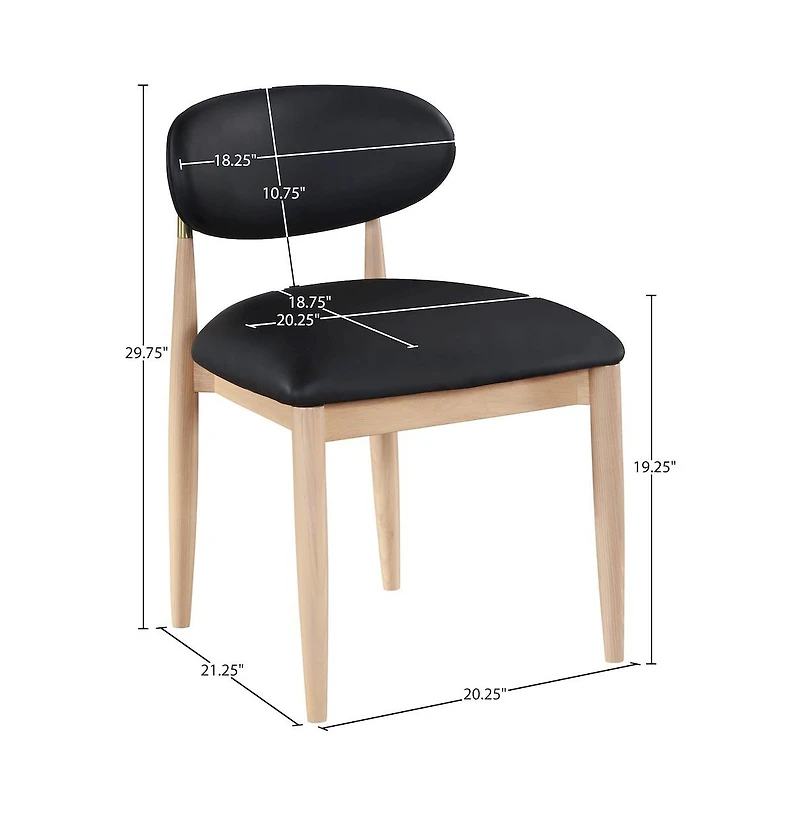 Meridian Furniture Riccio Black Faux Leather Upholstered Dining Side Chair, Set of 2