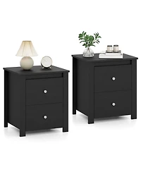 Gymax 2 Piece Nightstand with Drawers Bedside Table Floor Standing Sofa Side
