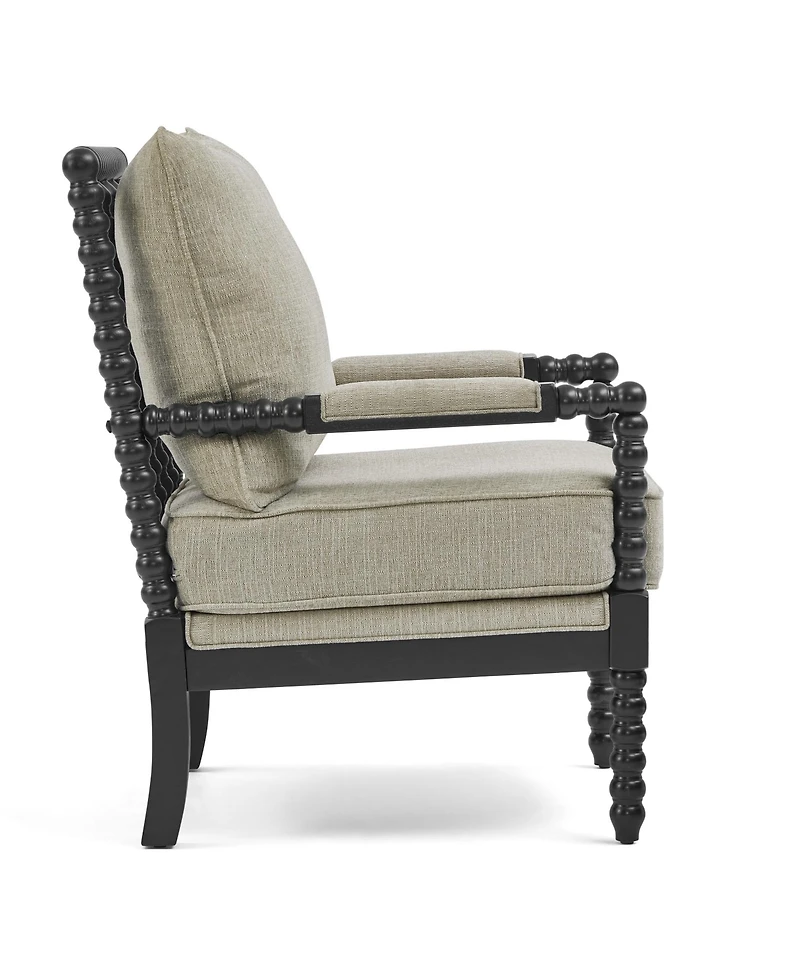 Morden Fort Mid Century Spindle Accent Chair for Living Room Upholstered Armchair with Thick Cushion and Wood Frame