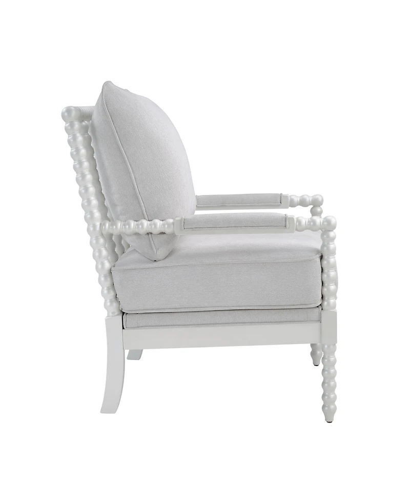 Morden Fort Mid Century Spindle Accent Chair for Living Room Linen Upholstered Armchair with Thick Cushion and Wood Frame