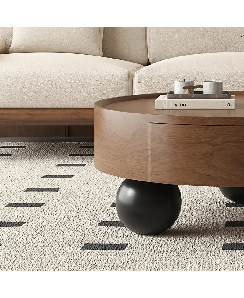 Streamdale Furniture Round Coffee Table with Storage and Feet