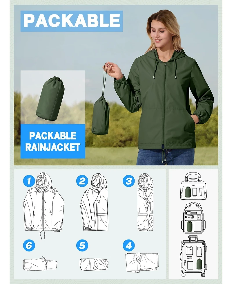 Piscifun Women's Waterproof Packable Lightweight Jacket