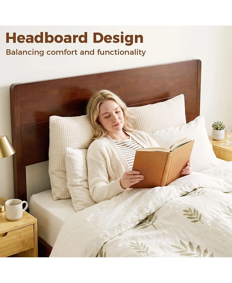 Homcom Queen Bamboo Bed Frame with Headboard, Platform
