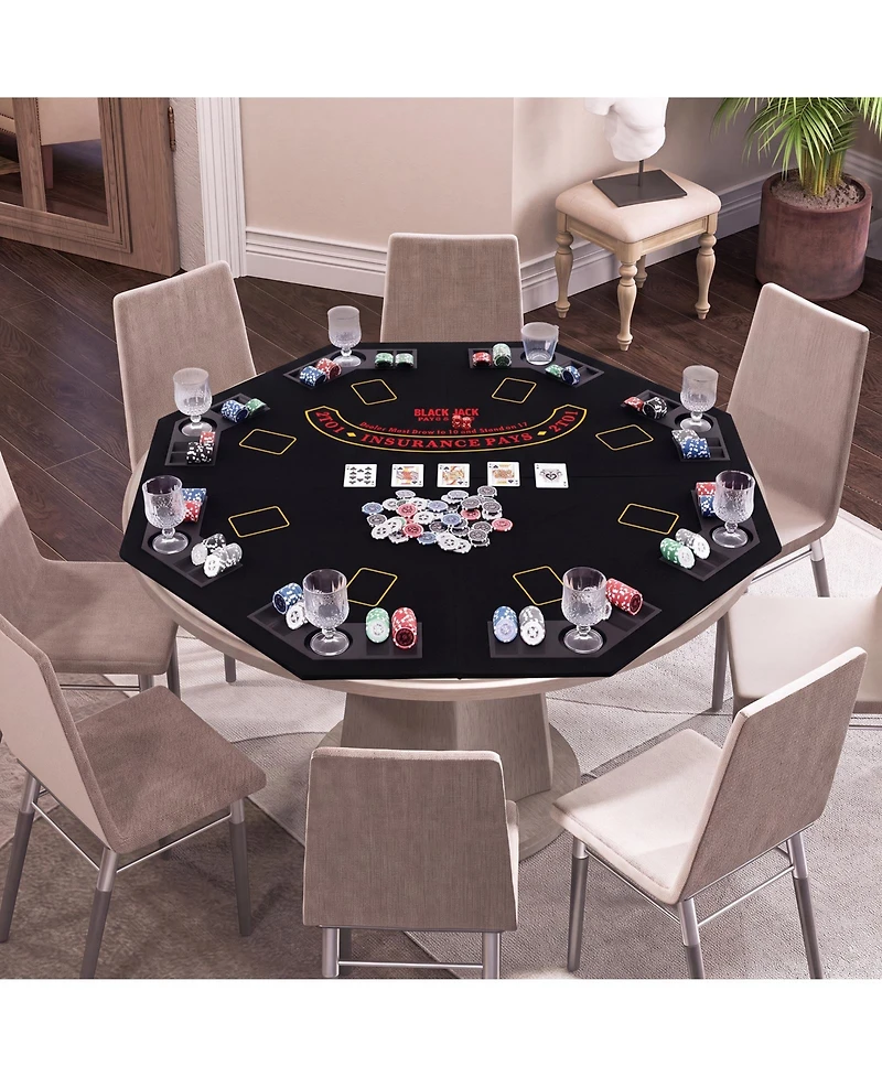 Gymax 8-Player Portable Poker Table Top Cup Holders and Chip Trays Carrying Bag