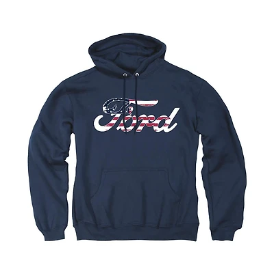 Mustang Men's Ford Flag Logo Graphic Pull-Over Hoodie