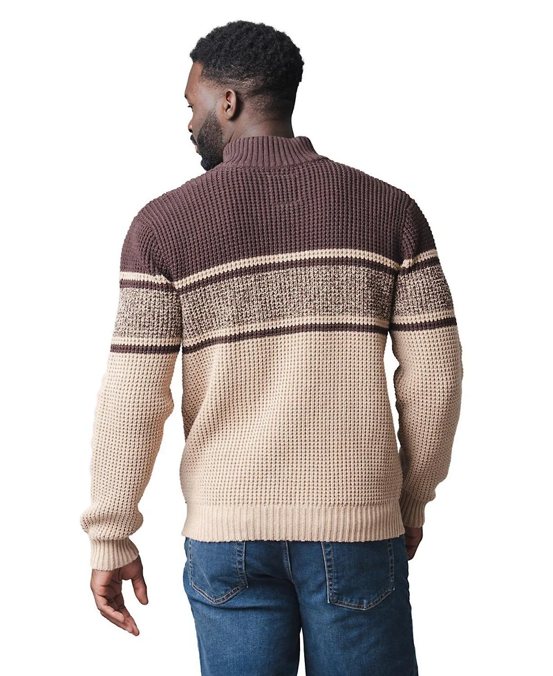 Hope & Henry Men's Organic Mock Neck Waffle Sweater